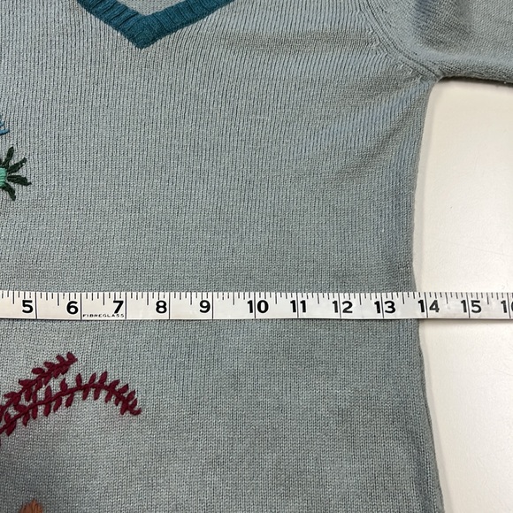 Fossil embroidered long, V-neck sweater. - Picture 12 of 14